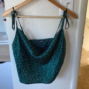 Tied shoulder cowl satin top